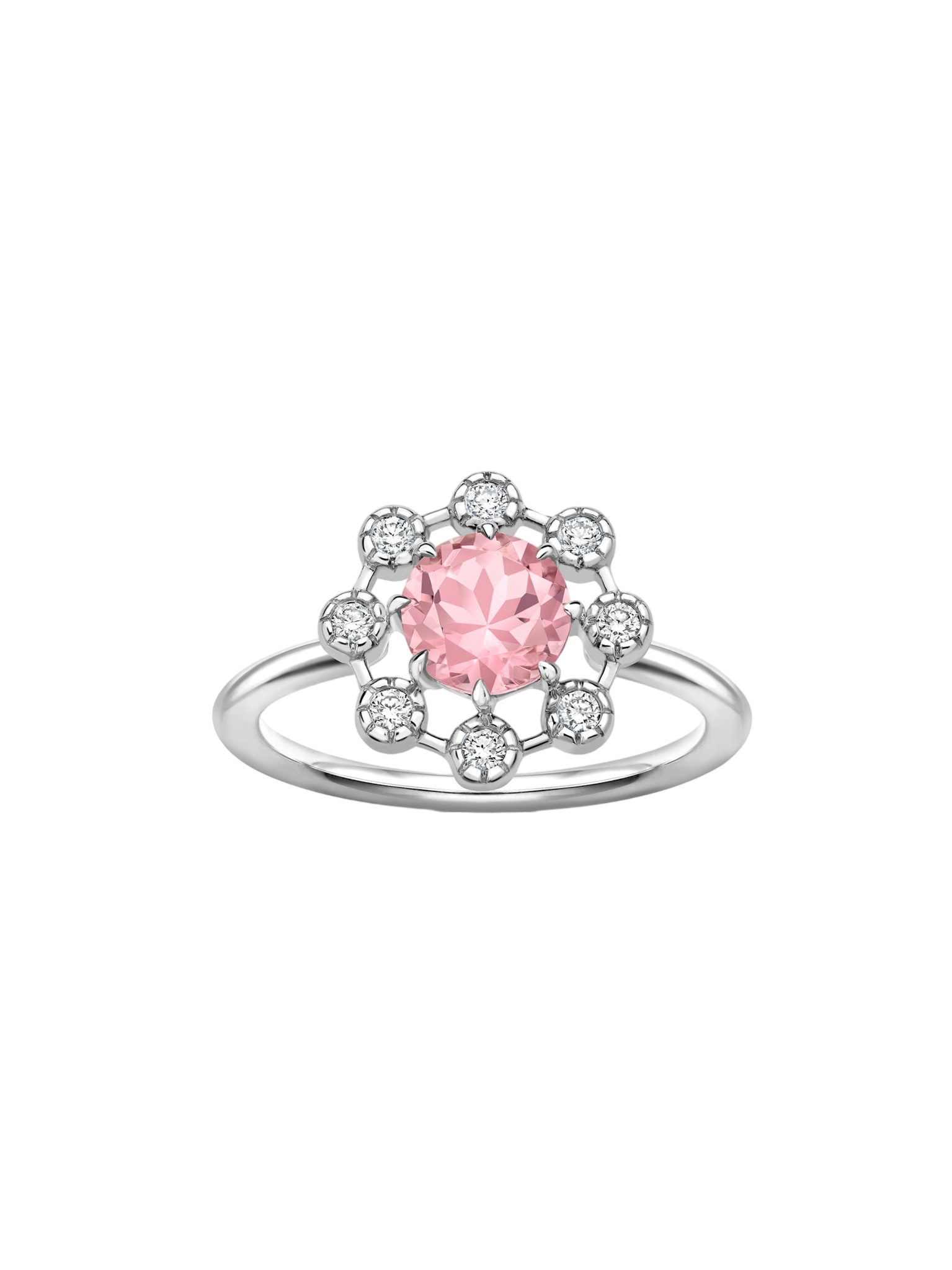 Celandine 14k pink tourmaline & created diamond ring